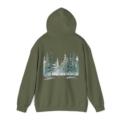 Military Green | Snowfall Forest Hoodie, back view 2