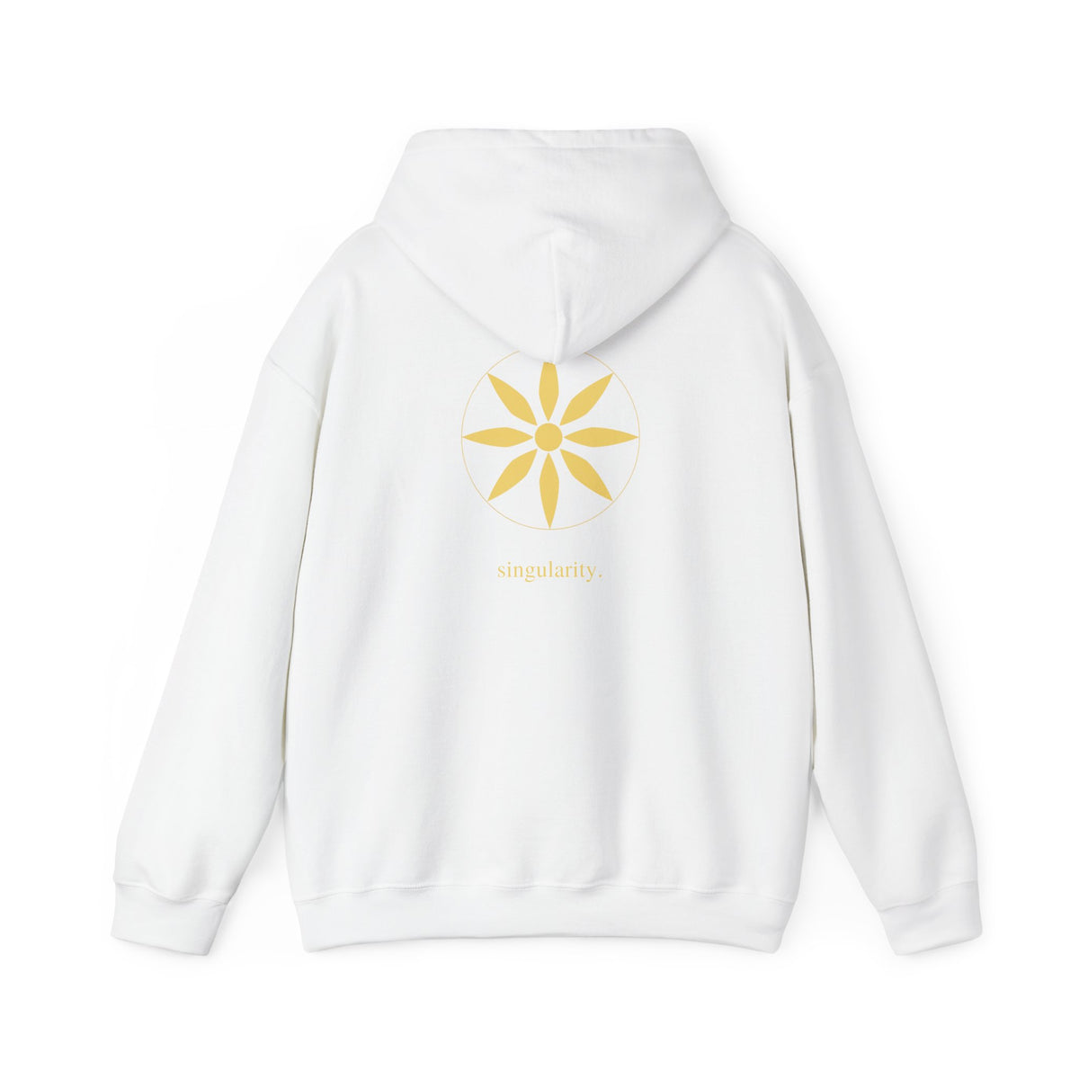 White | Singularity Hoodie, back design view