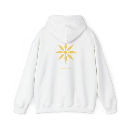 White | Singularity Hoodie, back design view