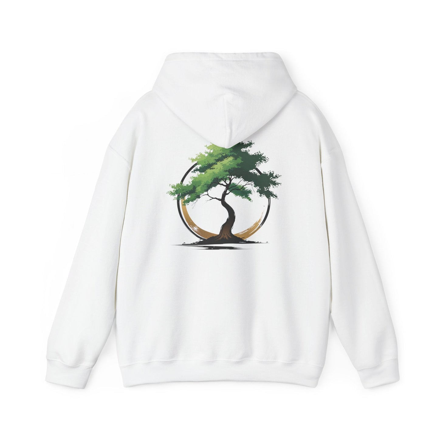 White | The Zen Tree Hoodie, back design view