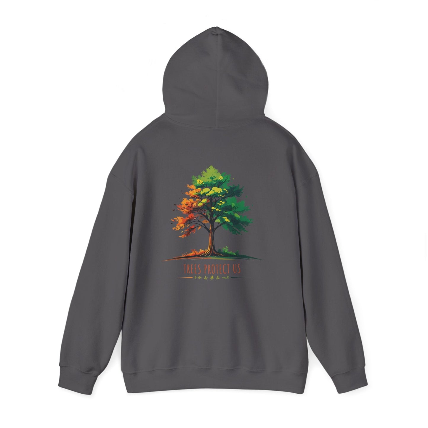 Charcoal | Trees Protect US Hoodie, back view 2