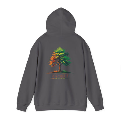 Charcoal | Trees Protect US Hoodie, back view 2