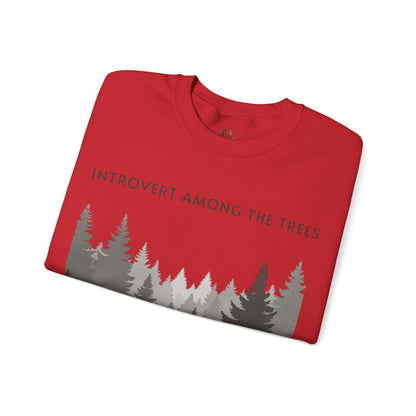Red | Introvert Among the Trees Sweatshirt, folded view