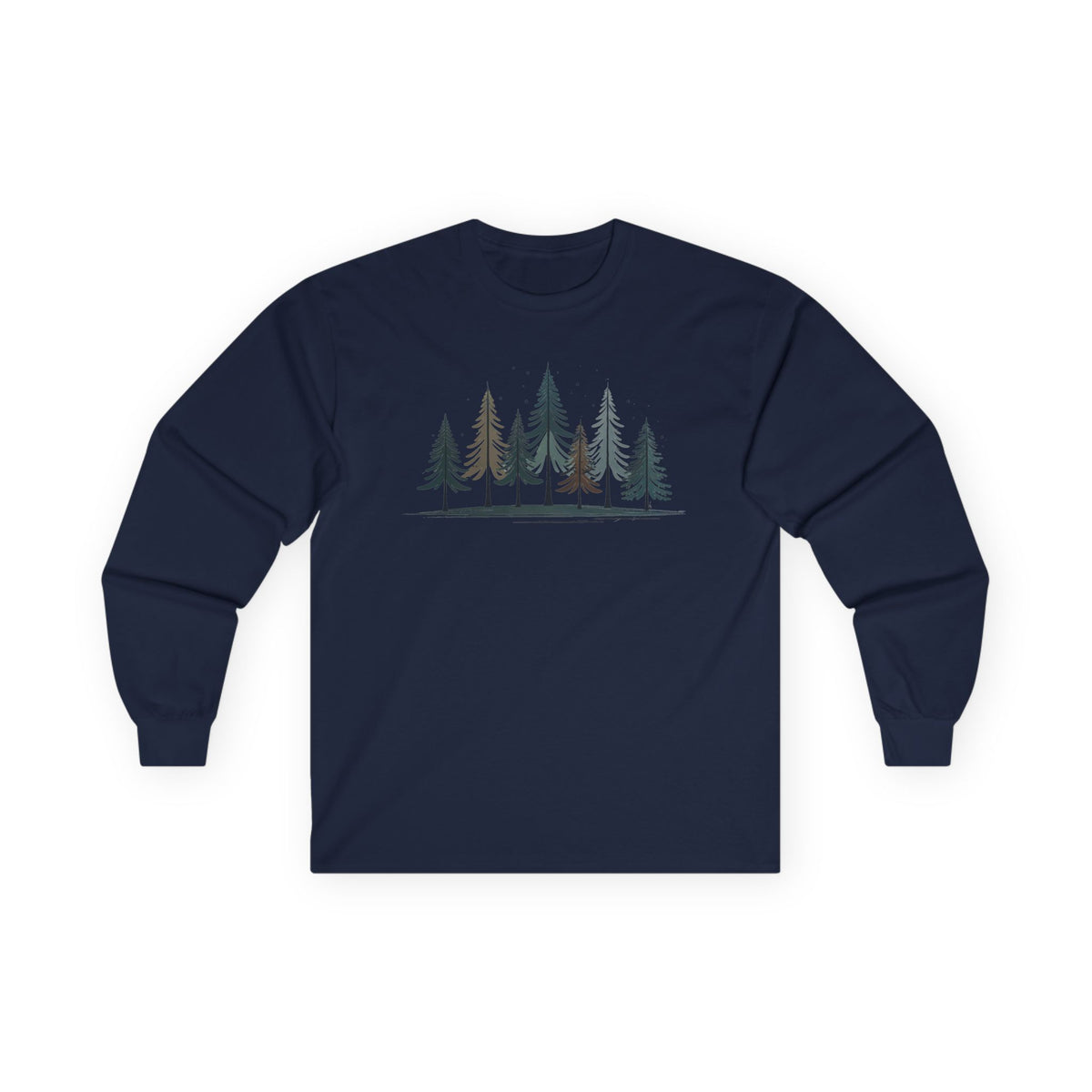 Navy | Silent Pines Long Sleeve Tee, front view
