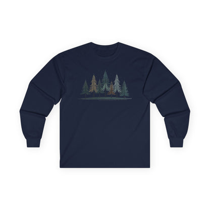 Navy | Silent Pines Long Sleeve Tee, front view