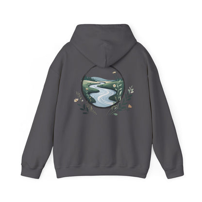 Charcoal | River of Grace Hoodie, back design view