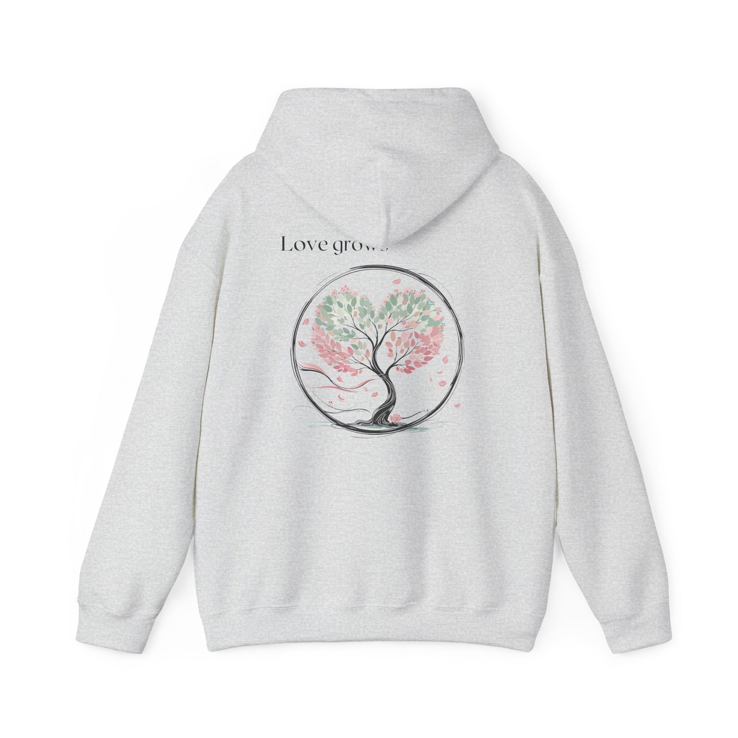 Ash | Love Grows Hoodie, back design view