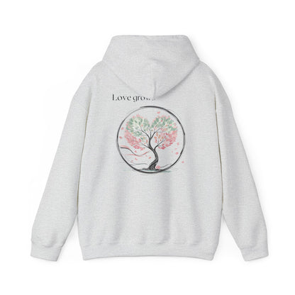 Ash | Love Grows Hoodie, back design view
