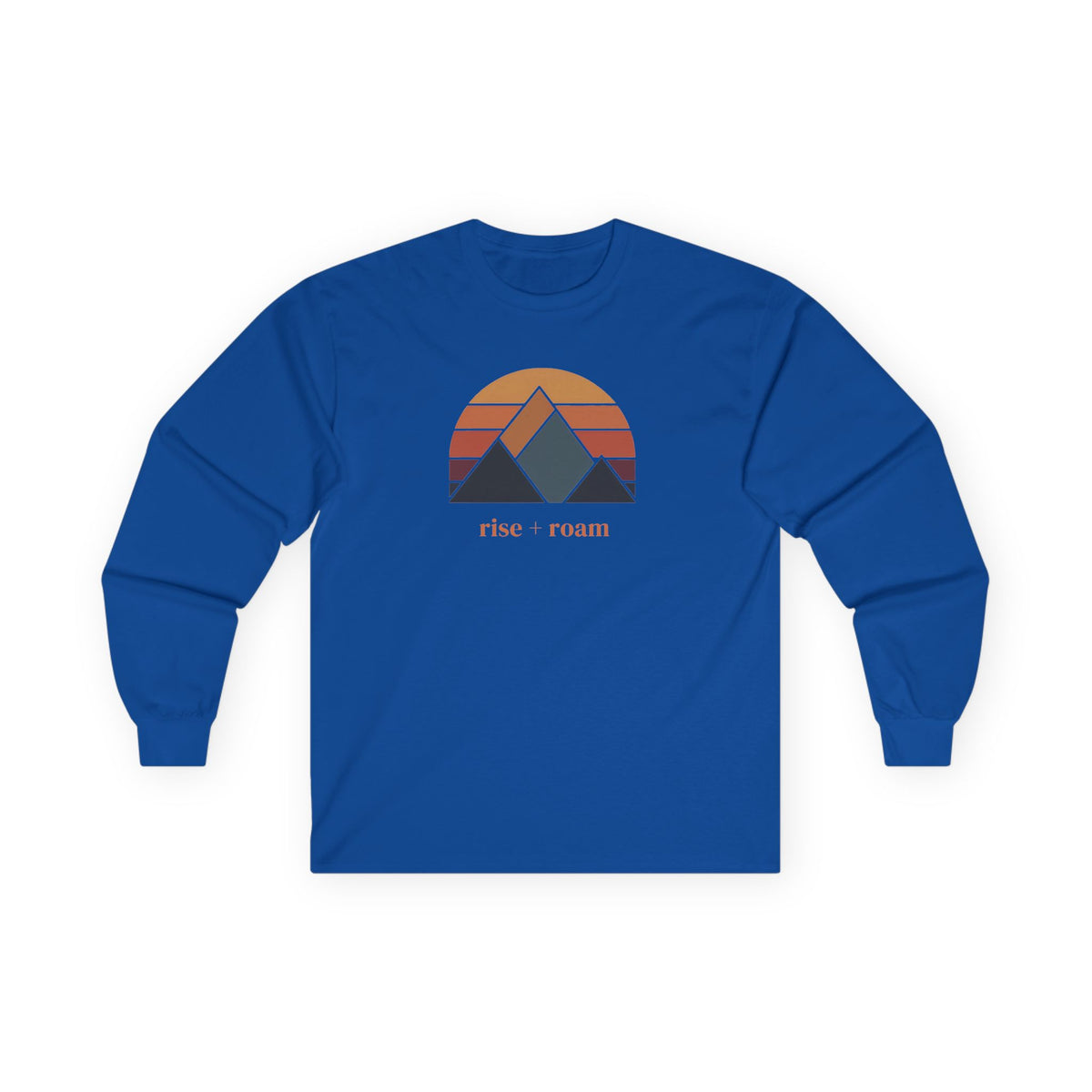 Royal | Rise + Roam Long Sleeve Tee, front view