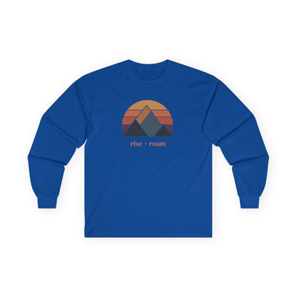 Royal | Rise + Roam Long Sleeve Tee, front view