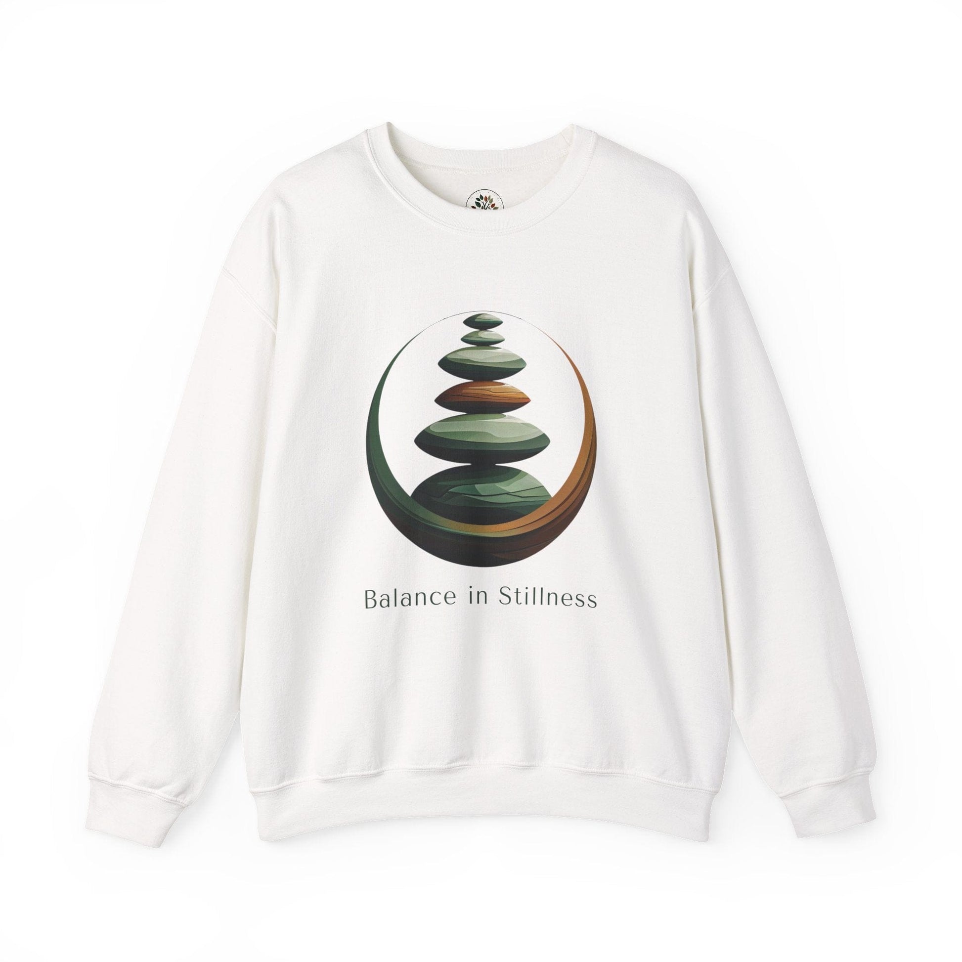 White | Balance in Stillness Sweatshirt, front view