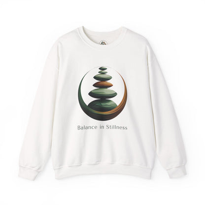 White | Balance in Stillness Sweatshirt, front view