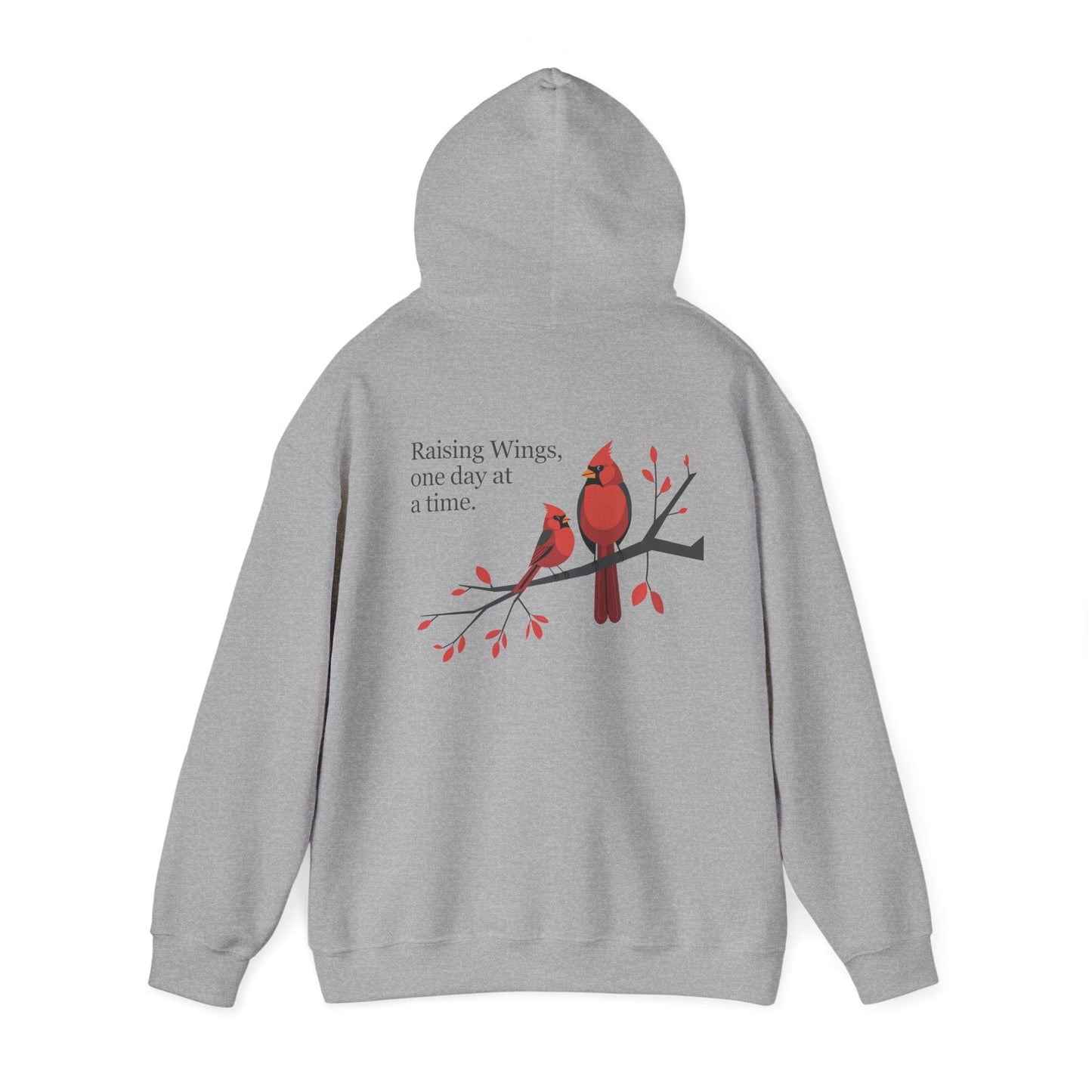 Sport Grey | Raising Wings, One day at a time. Hoodie, back view 2