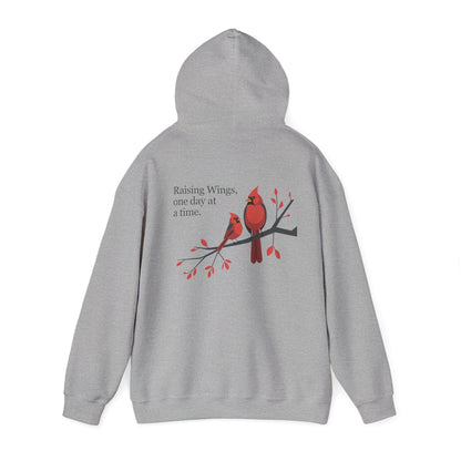 Sport Grey | Raising Wings, One day at a time. Hoodie, back view 2