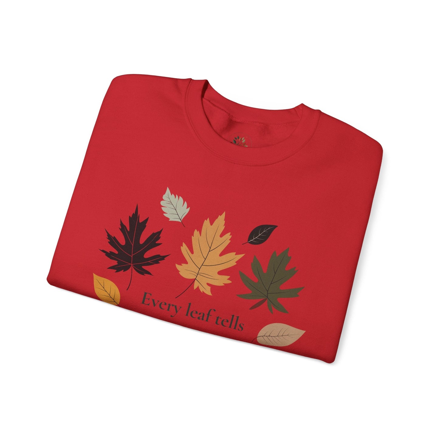 Red | Every Leaf tells a Story Sweatshirt, folded view