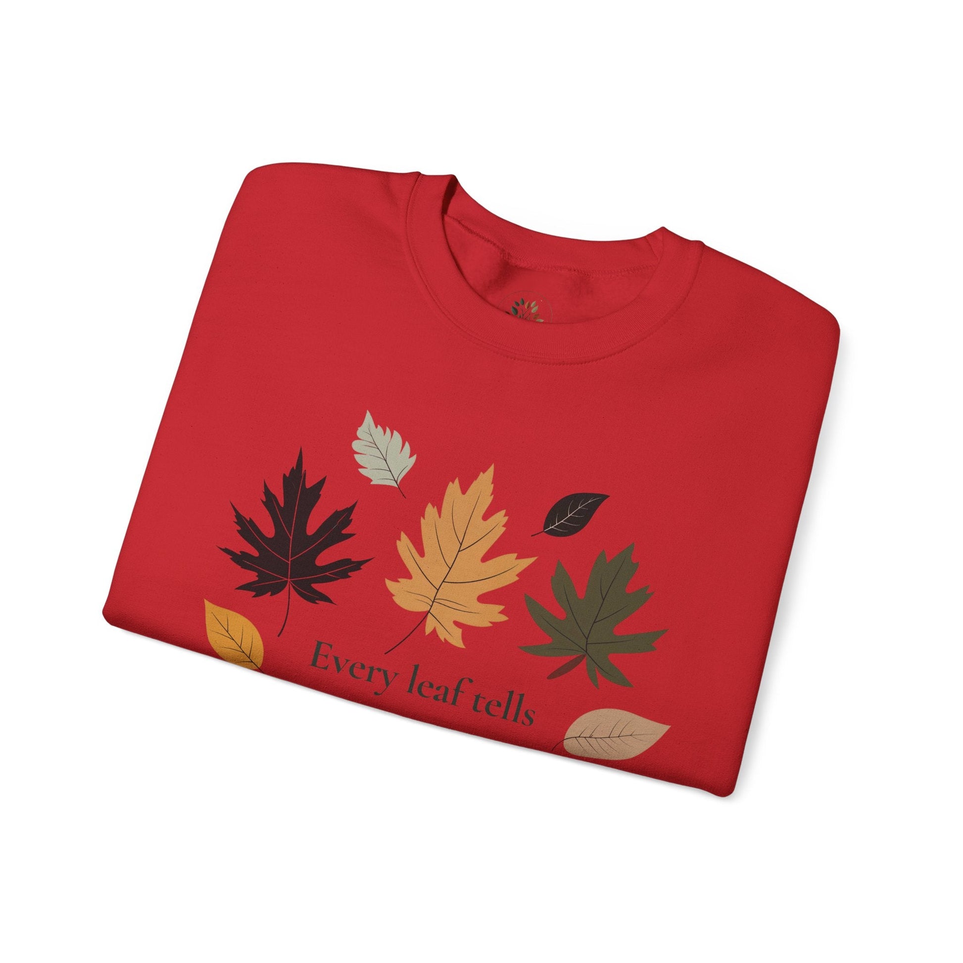 Red | Every Leaf tells a Story Sweatshirt, folded view