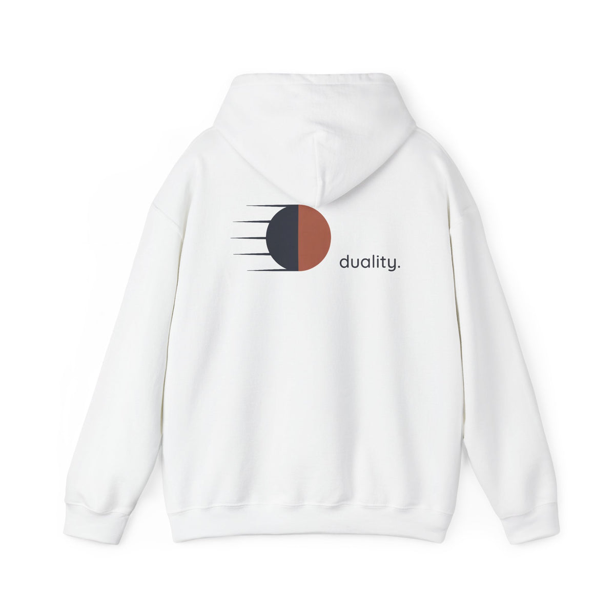 White | Duality Hoodie, back design view