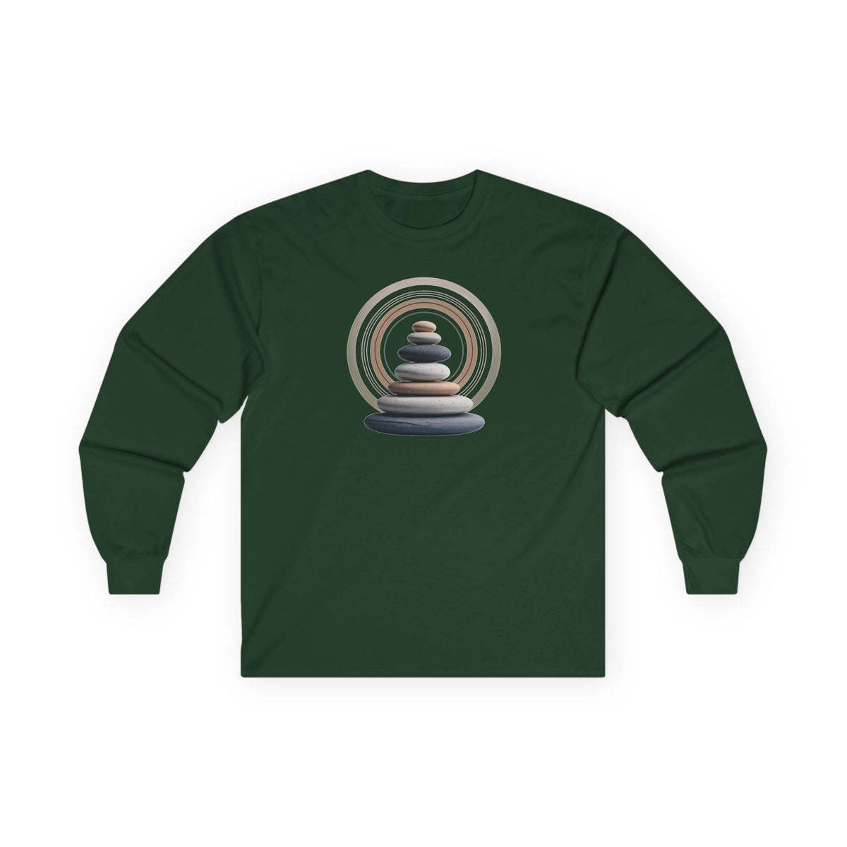 Forest Green | Echoes of Calm Long Sleeve Tee, front view