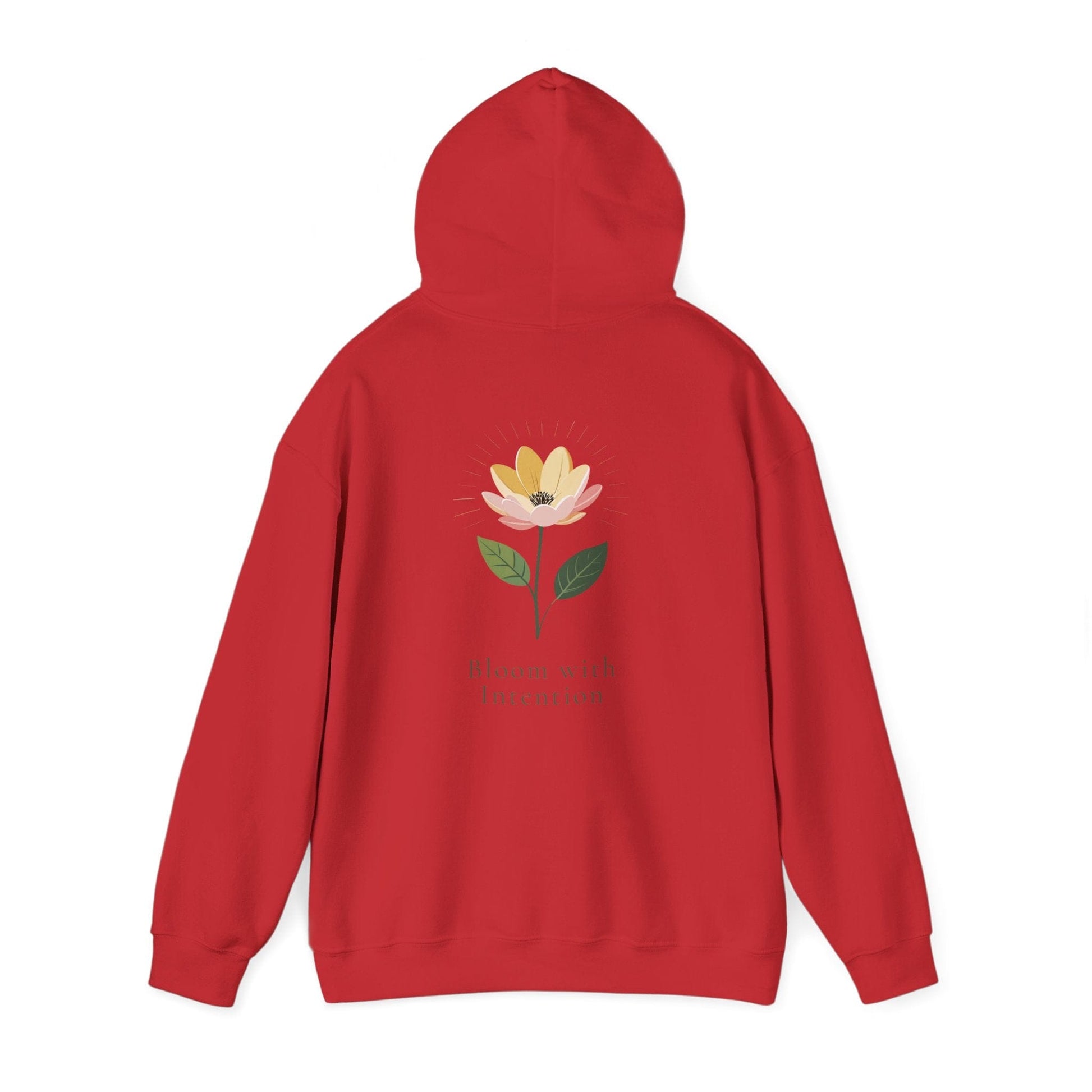 Red | Bloom with intention Hoodie, back view 2