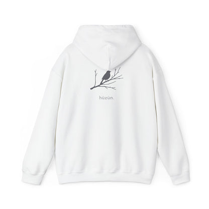 White | Hüzün Hoodie, back design view