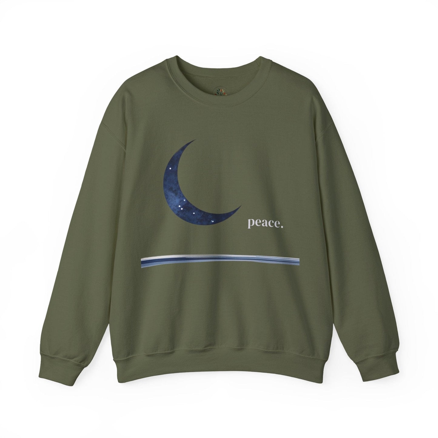 Military Green | Moonlit Peace Sweatshirt, front view