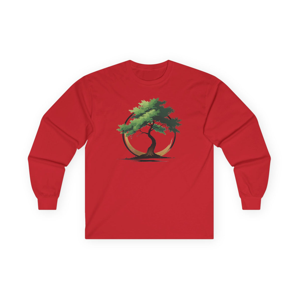 Red | The Zen Tree Long Sleeve Tee, front view