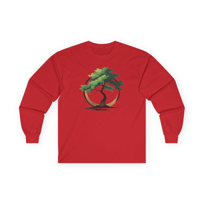 Red | The Zen Tree Long Sleeve Tee, front view
