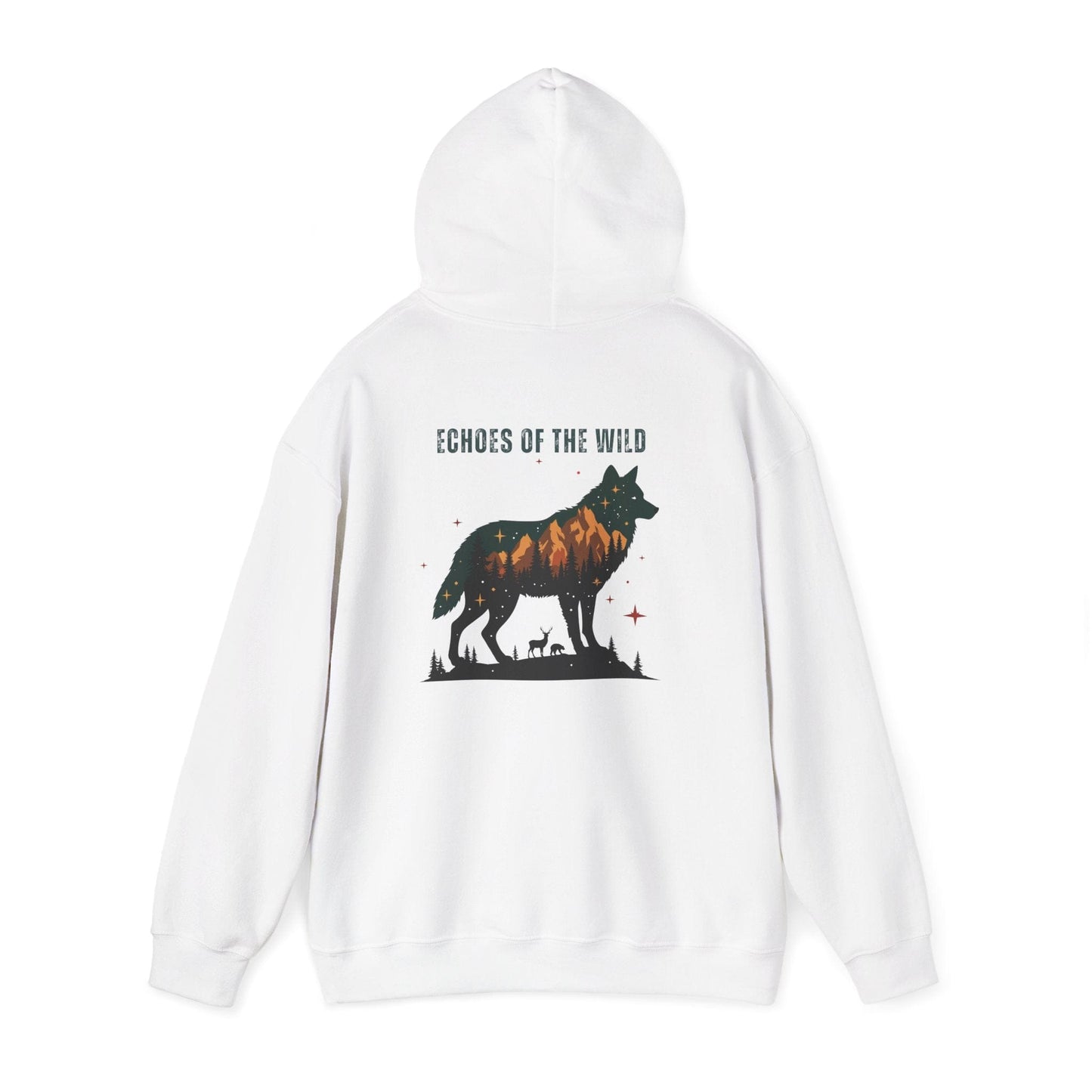 White | Echoes of the WIld Hoodie, back view 2