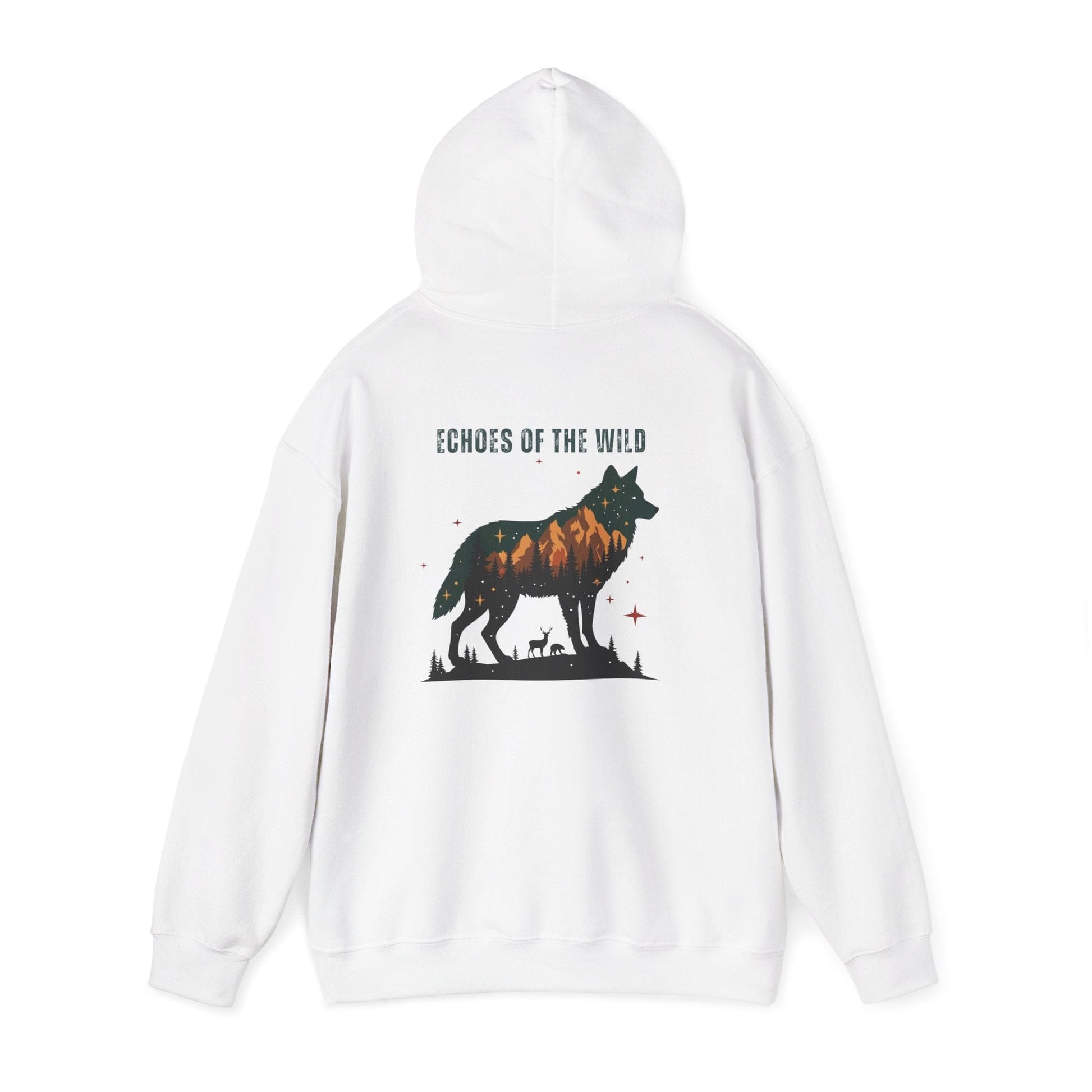White | Echoes of the WIld Hoodie, back view 2