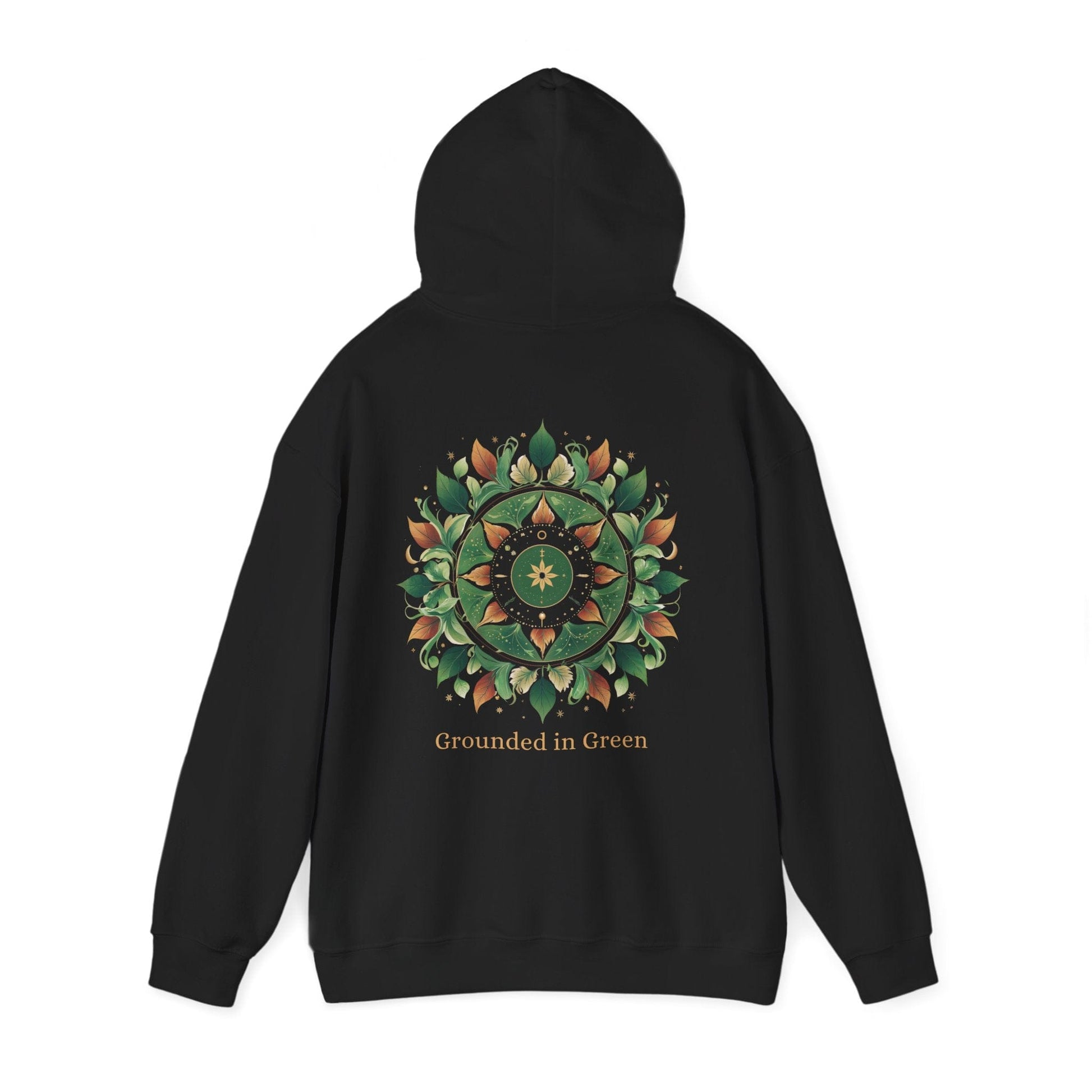 Black | Grounded in Green Hoodie, back view 2