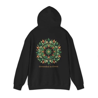 Black | Grounded in Green Hoodie, back view 2