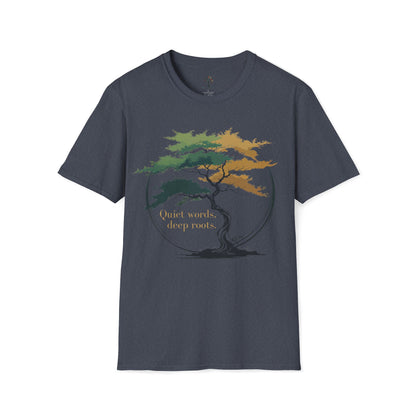 Heather Navy | Quiet words, deep roots., front view