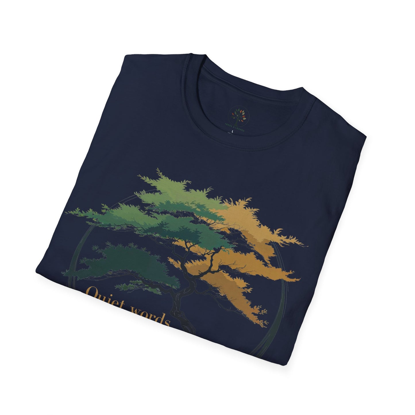 Navy | Quiet words, deep roots., folded view