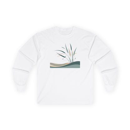 White | Whispers in the Breeze Long Sleeve Tee, front view