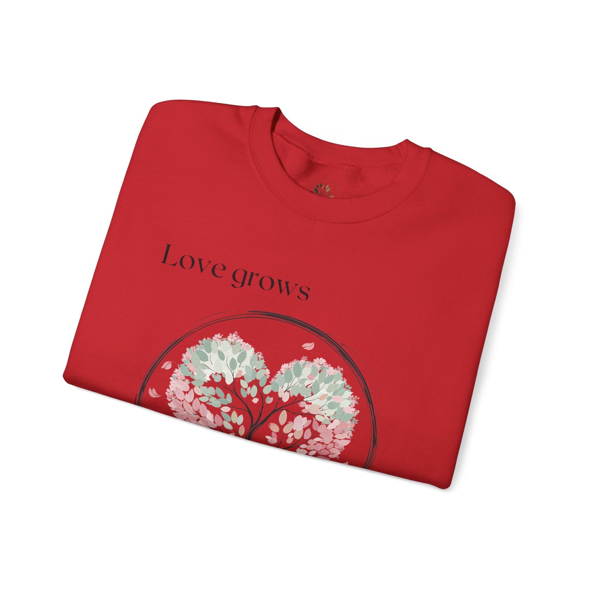 Red | Love Grows Sweatshirt, folded view