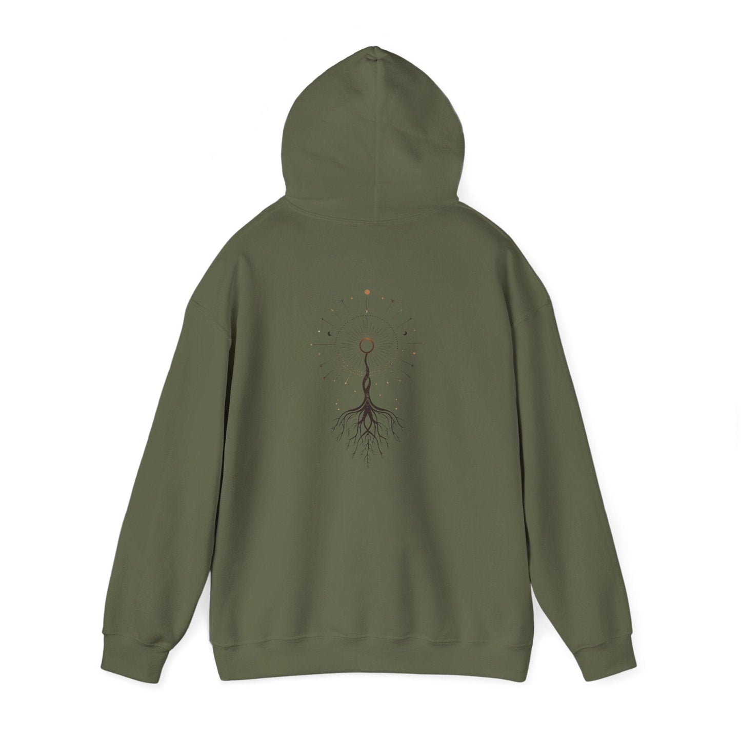 Military Green | The Cosmic Root Hoodie, back view 2