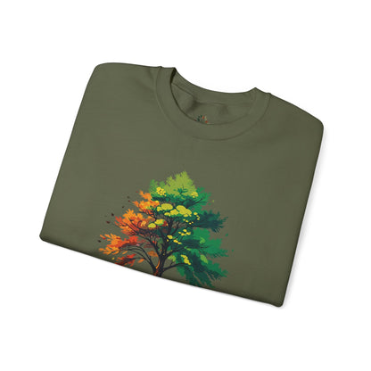 Military Green | Trees Protect US Sweatshirt, folded view