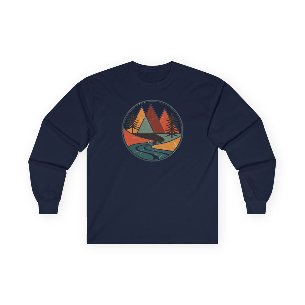Navy | Retro Horizon Long Sleeve Tee, front view
