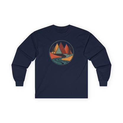 Navy | Retro Horizon Long Sleeve Tee, front view