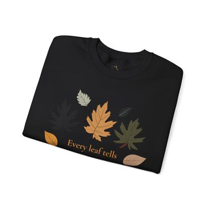 Black | Every Leaf tells a Story Sweatshirt, folded view