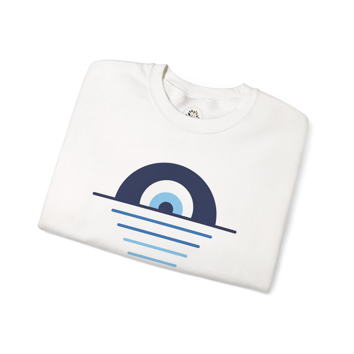 White | Evil Eye Sweatshirt, folded view