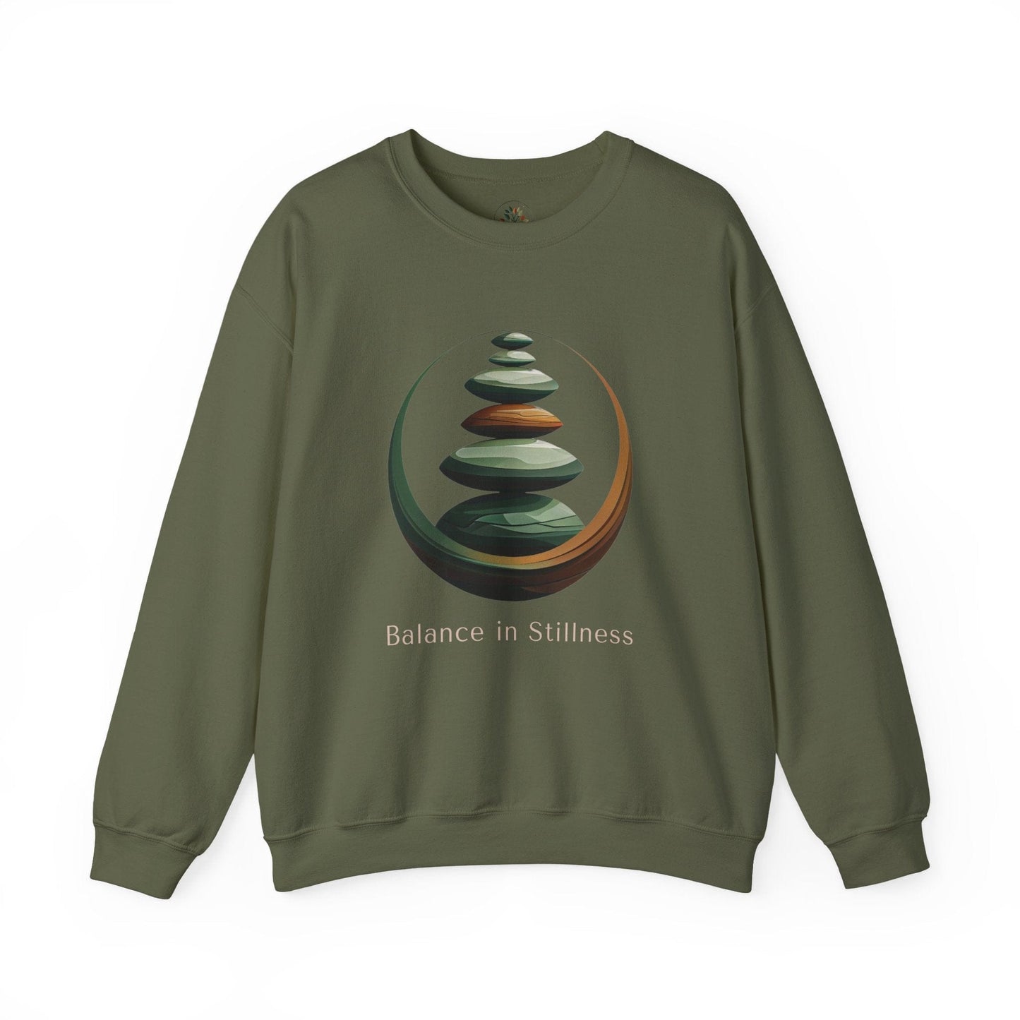 Military Green | Balance in Stillness Sweatshirt, front view