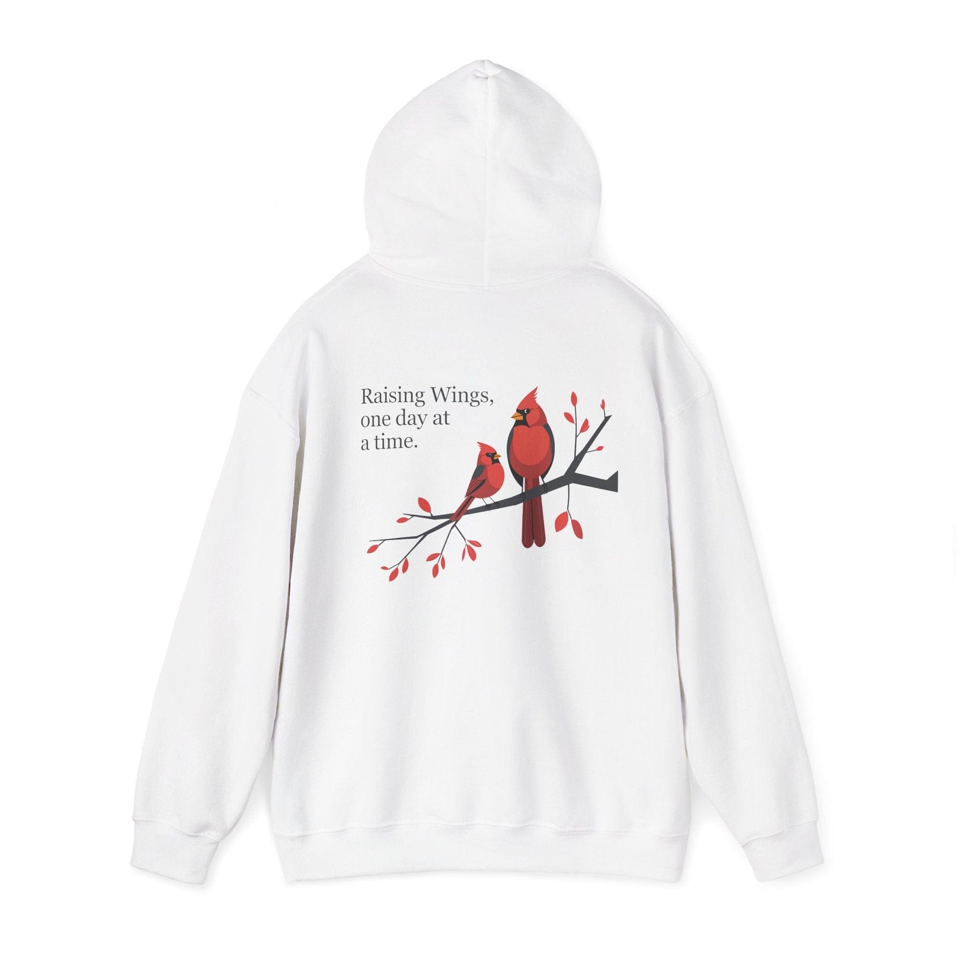 White | Raising Wings, One day at a time. Hoodie, back view 2