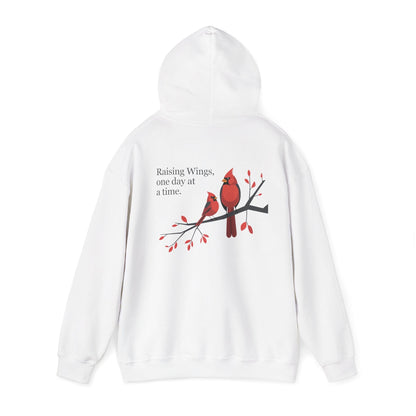 White | Raising Wings, One day at a time. Hoodie, back view 2