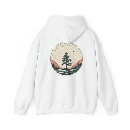 White | Rooted in Stars Hoodie, back design view