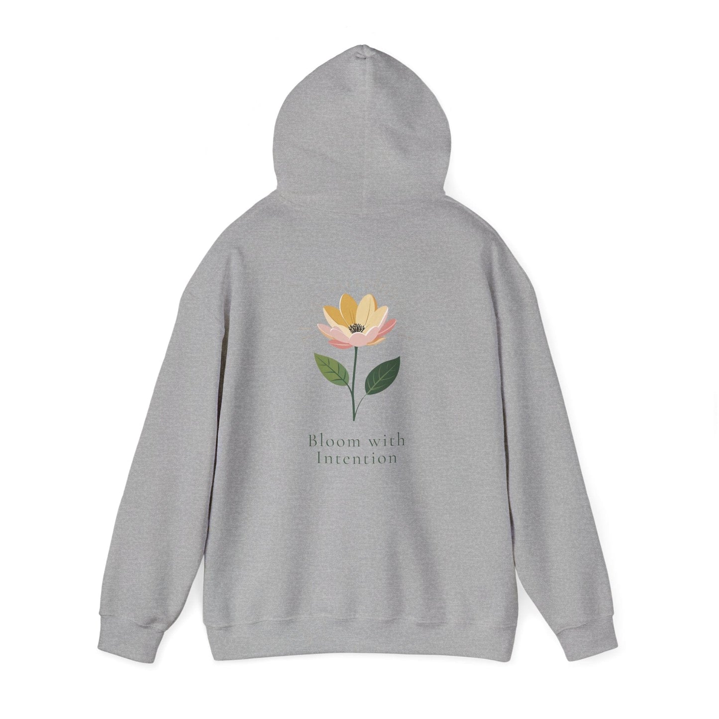 Sport Grey | Bloom with intention Hoodie, back view 2