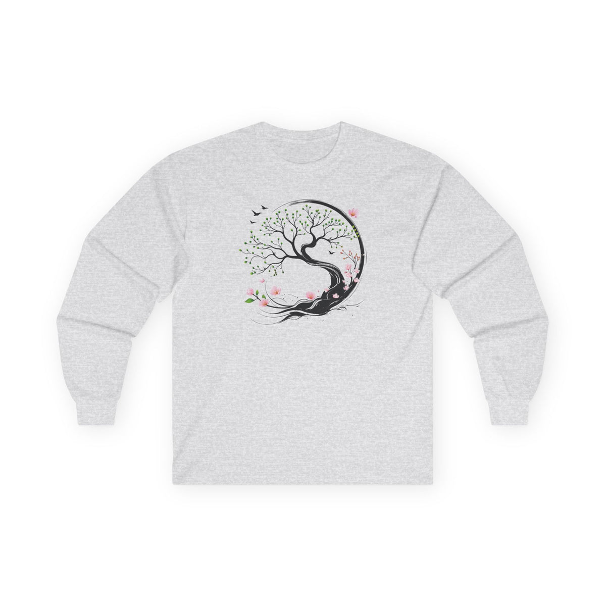 Ash | Unfolding Grace Long Sleeve Tee, front view