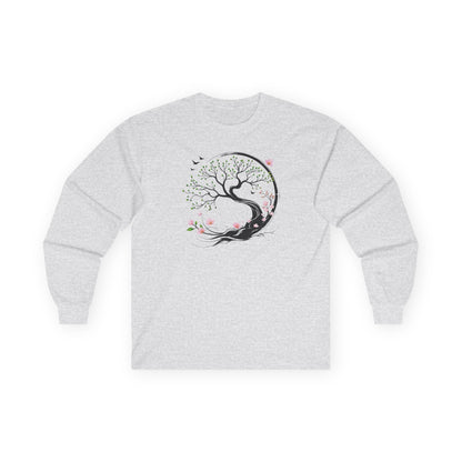 Ash | Unfolding Grace Long Sleeve Tee, front view