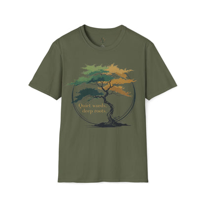 Military Green | Quiet words, deep roots., front view