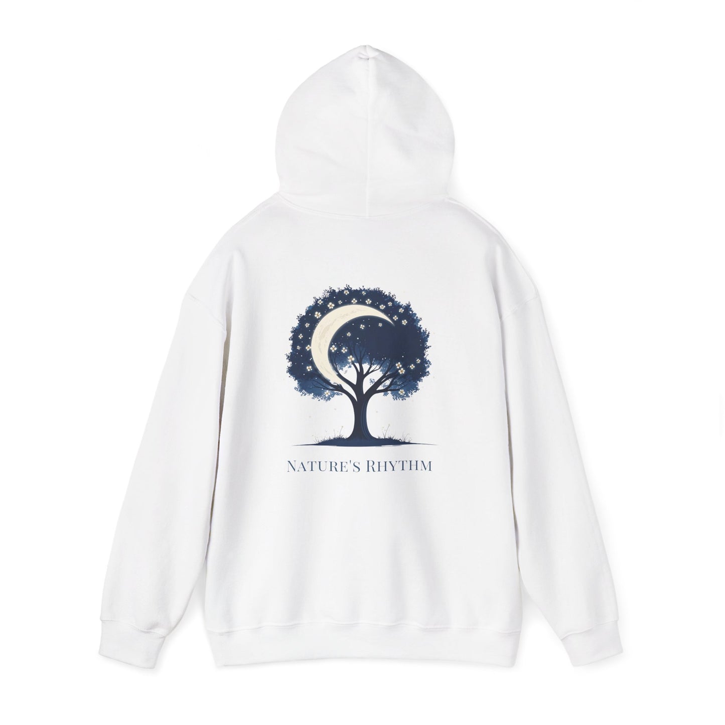 White | Nature`s Rhythm Hoodie, back view 2